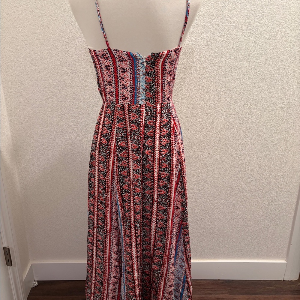 1. State Strapless Red and Blue Patterned Dress - Picture 3 of 3